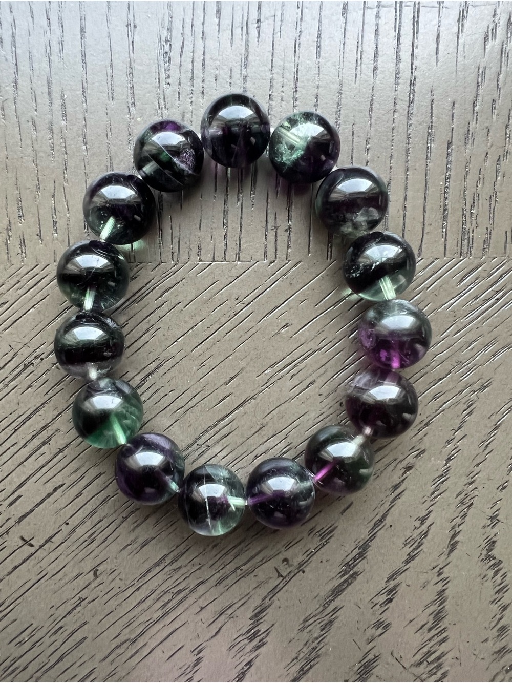 Fluorite bracelet 14mm SIZE 7’ - Picture 2 of 5